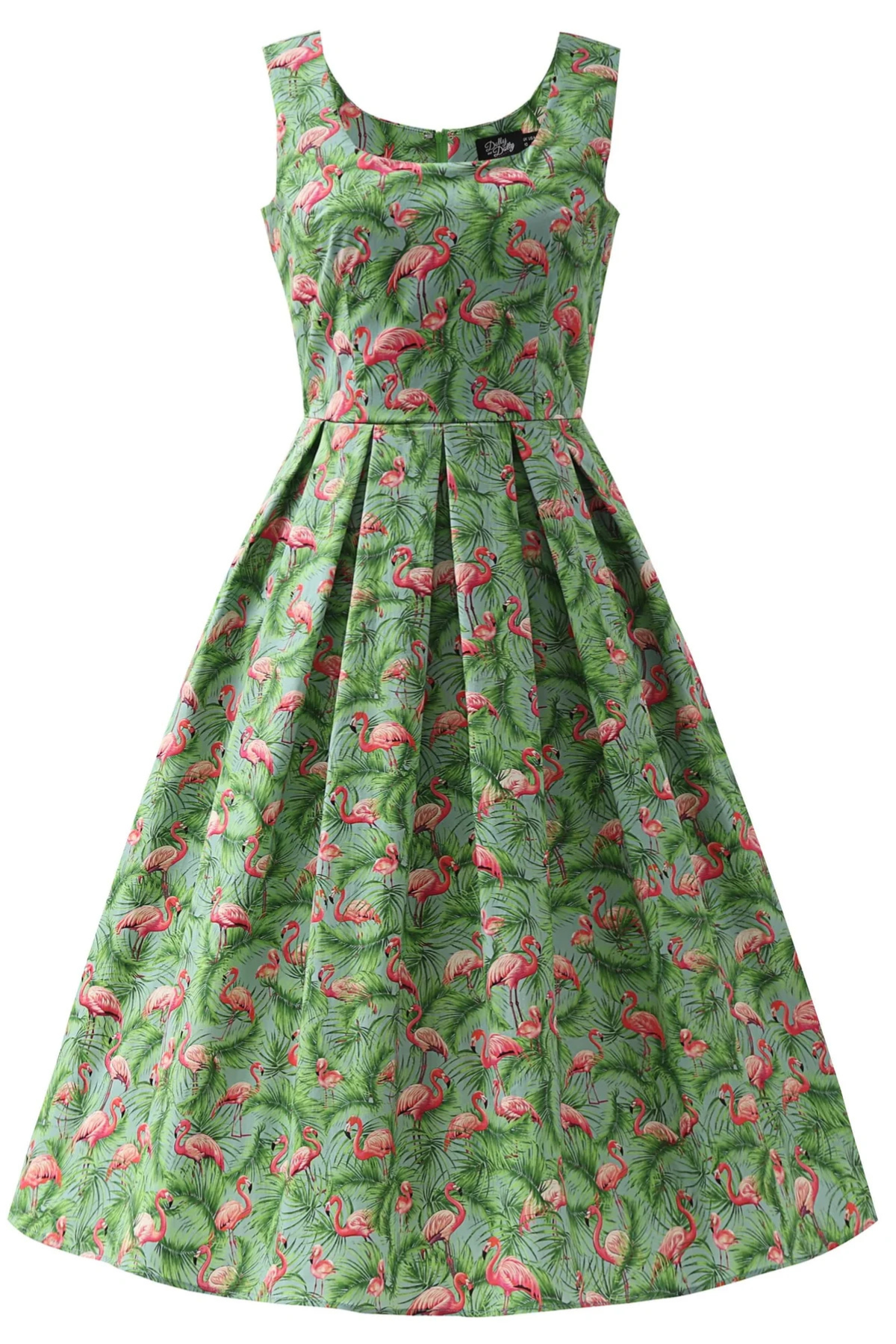 lady vintage flamingo dress Dolly & Dotty Ophelia Blue Flamingos Midi color-dark-purple
