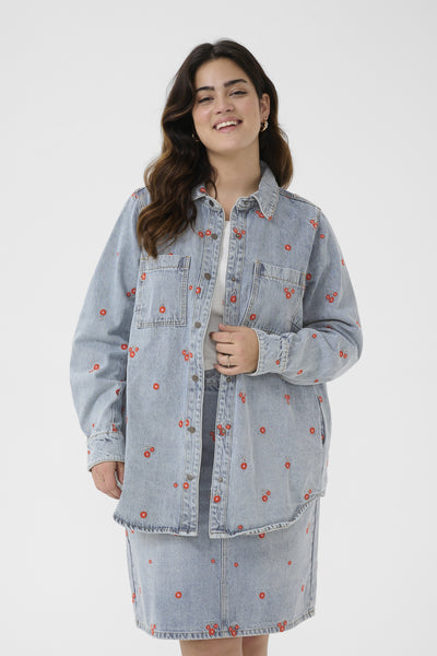 Denim skjorte med blomster print