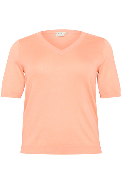 Orange pullover med V-hals