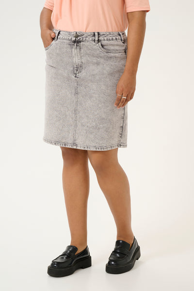 Gråmeleret denim nederdel