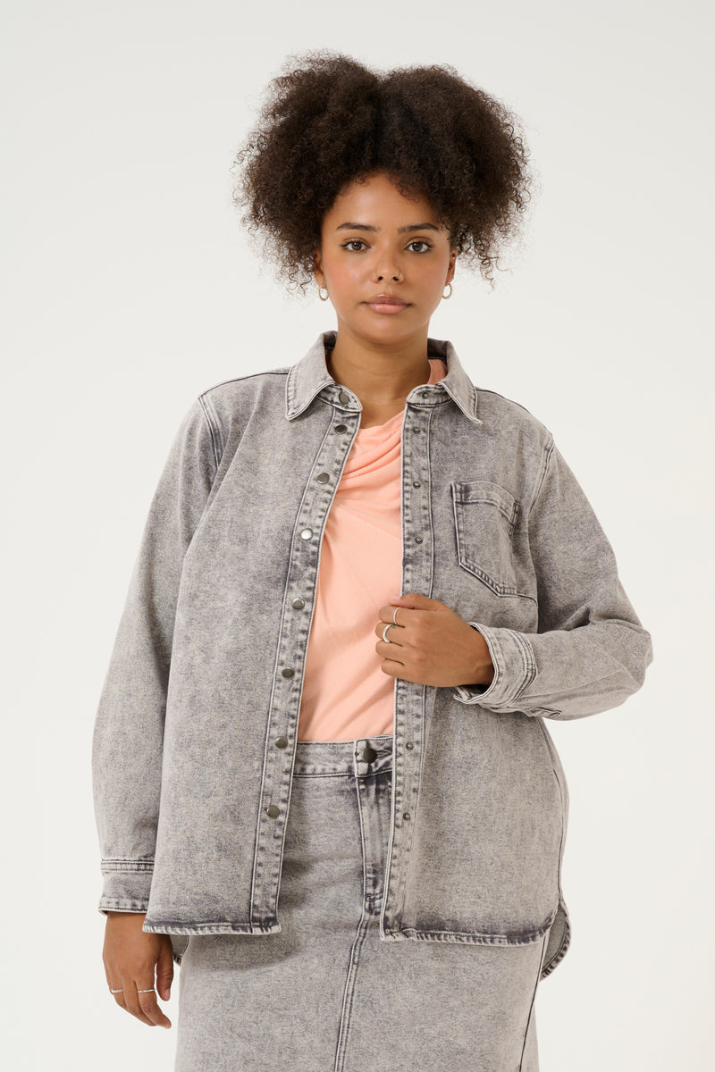 Gråmeleret denimjakke 