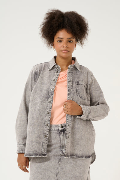 Gråmeleret denimjakke 
