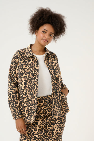 Leopard denim jakke