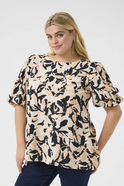 Pufærmet bluse med print