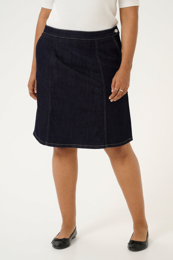 Denim midi nederdel