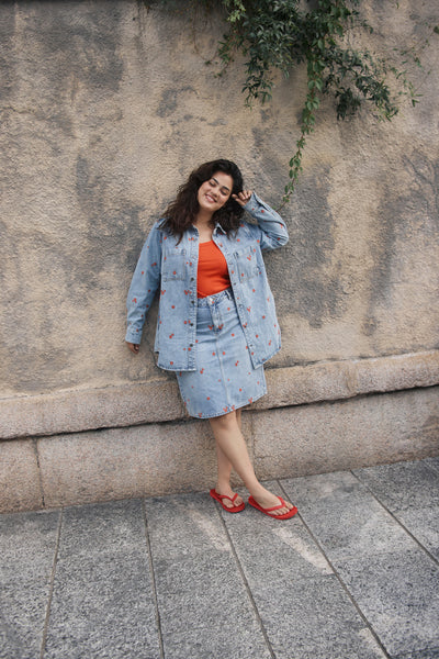 KCbetty Denim Nederdel Light Blue Denim
