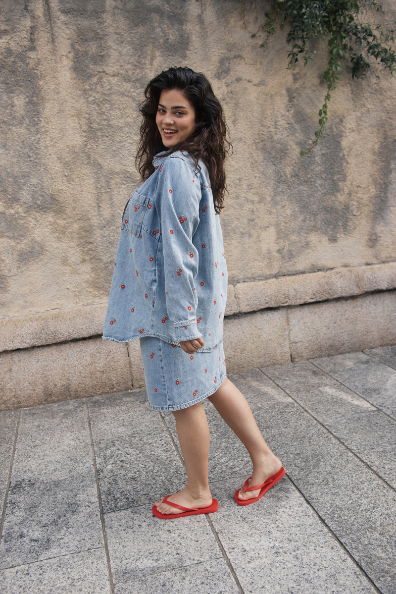KCbetty Denim Nederdel Light Blue Denim