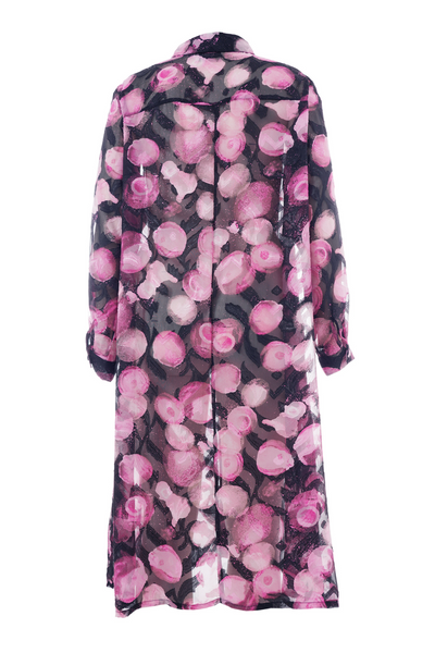Juni Skjortekjole Chiffon Sort/Pink