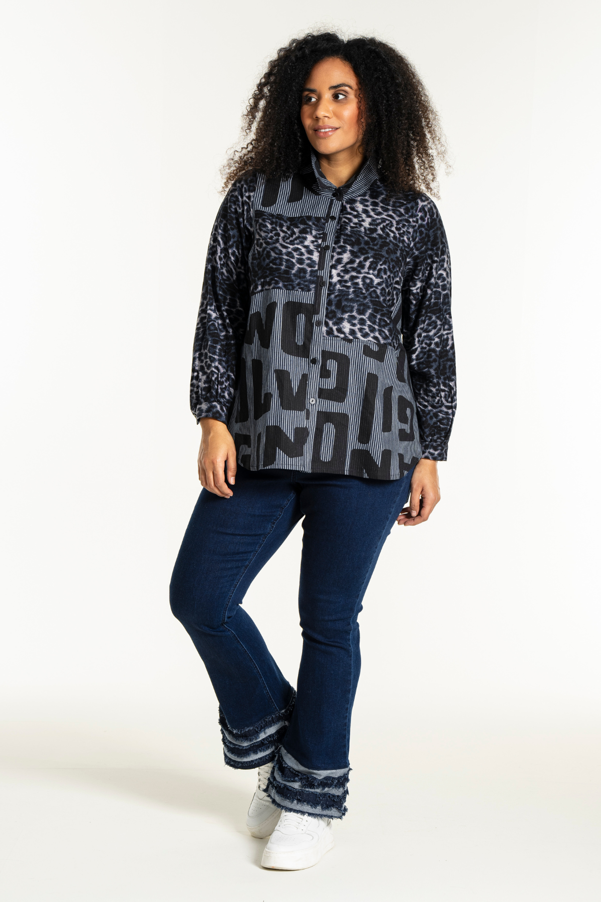 Norine Printet Denim Skjorte