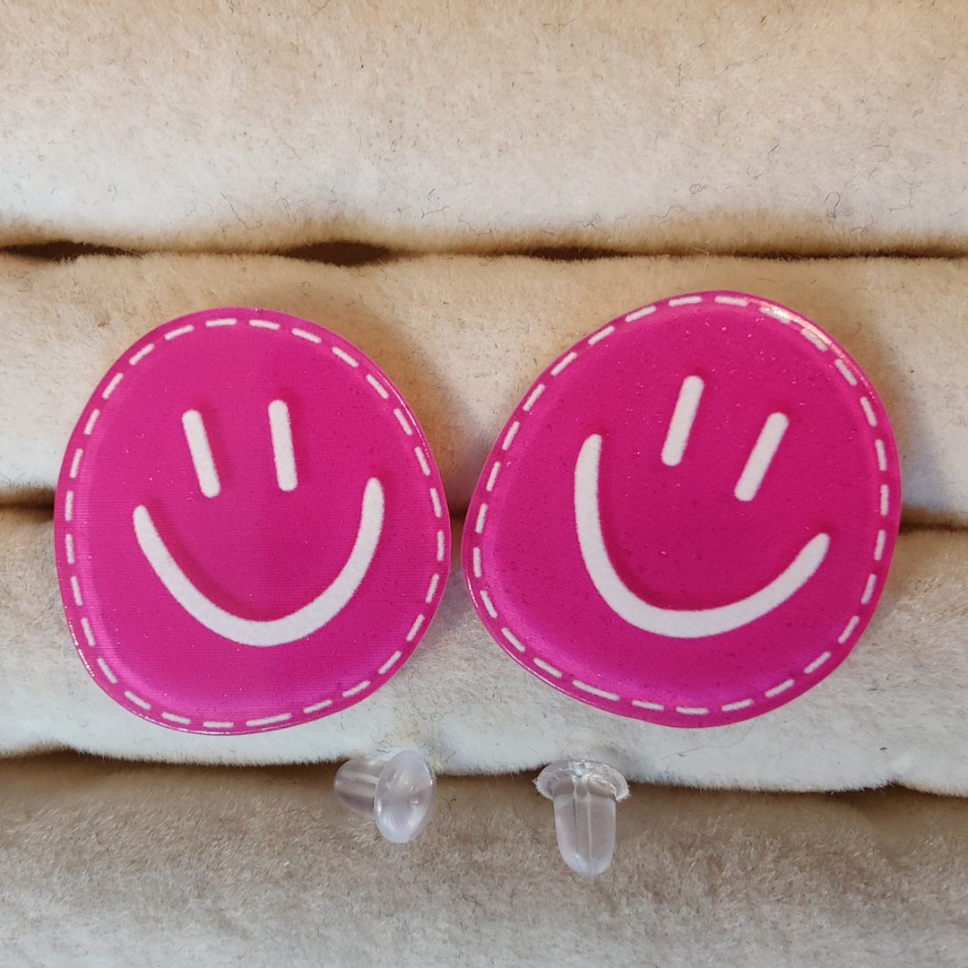 Ørering "Smiley" Pink/Hvid