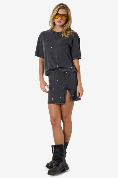 RIRI Mini Nederdel M/Sten Grå