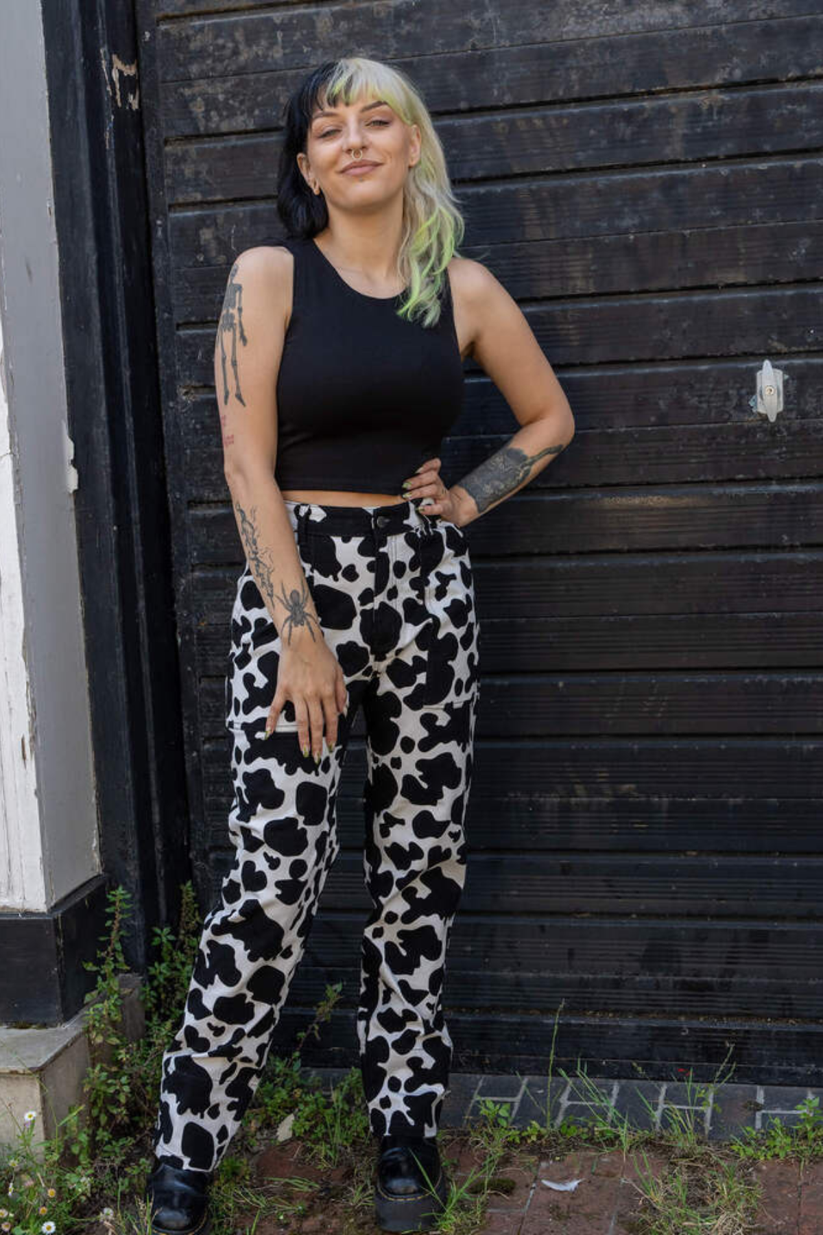 Bukser "Cow Print" Sort/Hvid