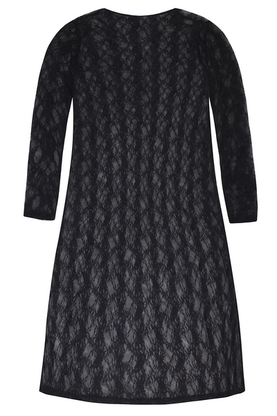 Rose Mesh kjole bagfra, viser den elegante sorte blonde og lange ærmer.