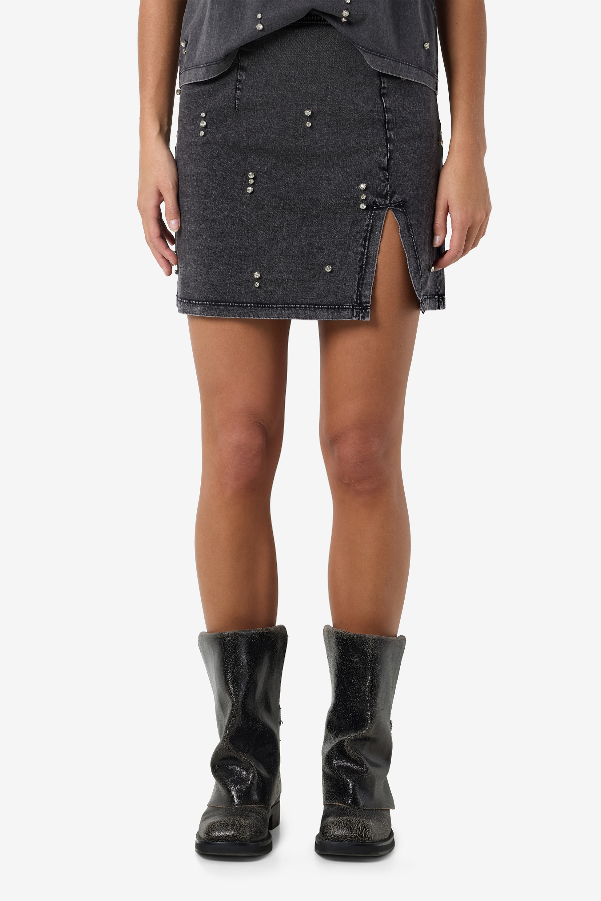 RIRI Mini Nederdel M/Sten Grå