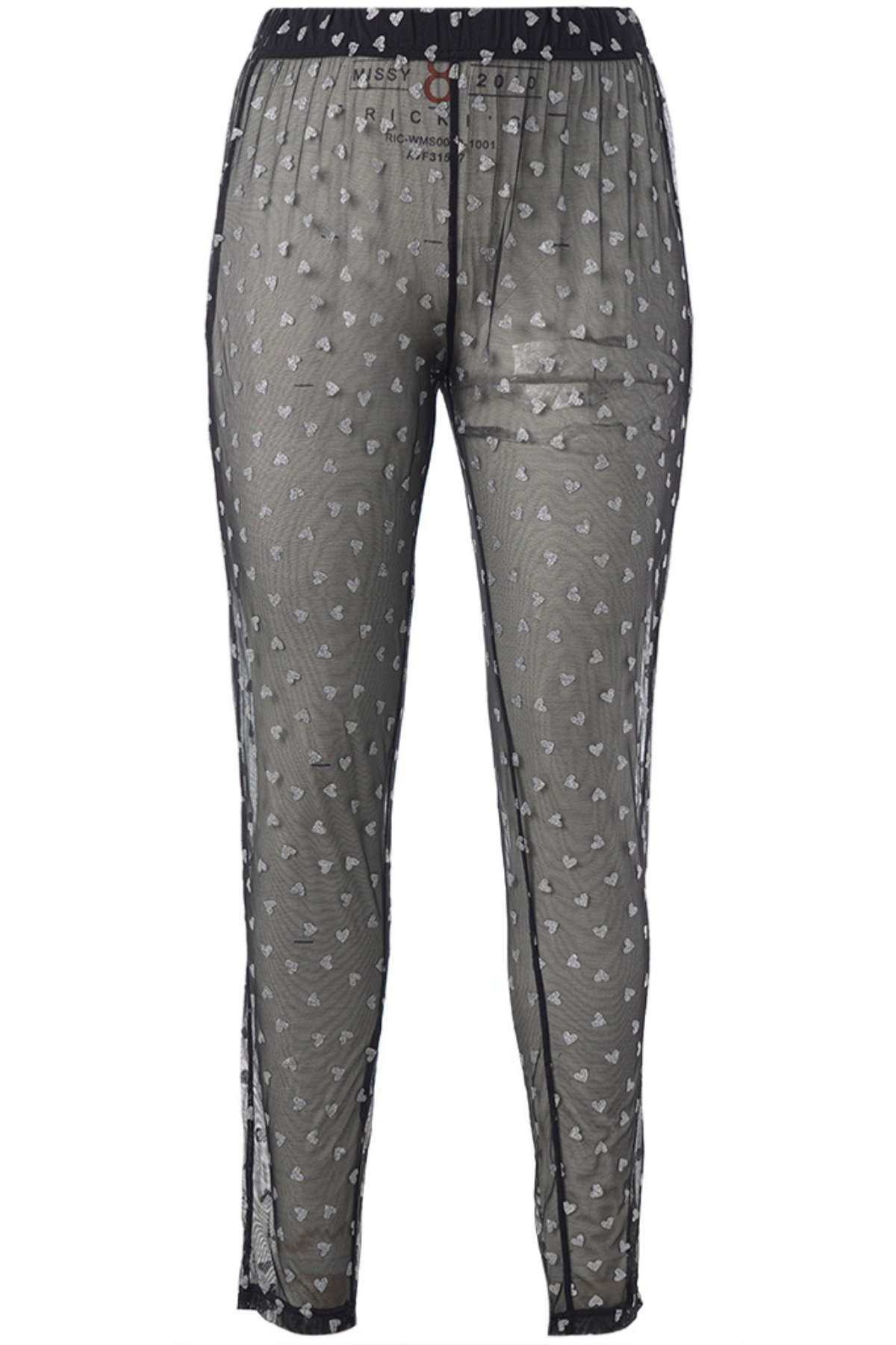 8) Irene Mesh Leggings Sort m/ Sølv Hjerter
