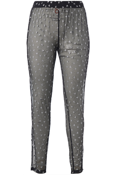 8) Irene Mesh Leggings Sort m/ Sølv Hjerter