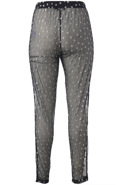 8) Irene Mesh Leggings Sort m/ Sølv Hjerter