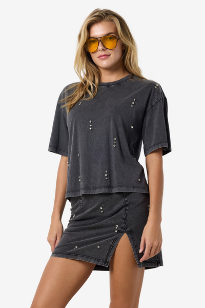RIRI T-SHIRT M/Sten Grå