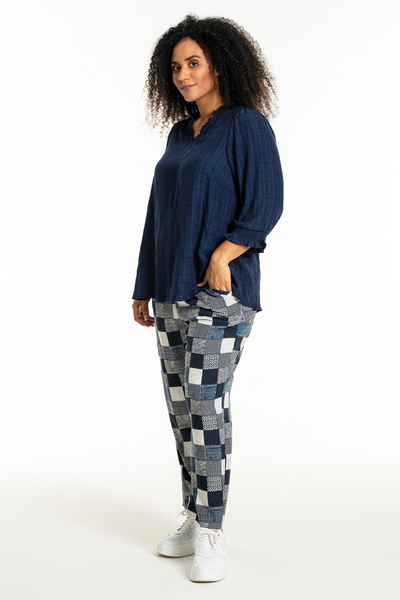 Christine Bukser Ternet Blå/Hvid