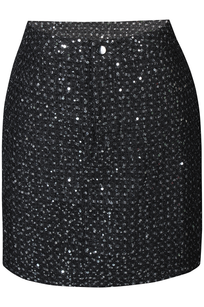 Light pailletnederdel i sort fra Anyday Curves, set forfra.