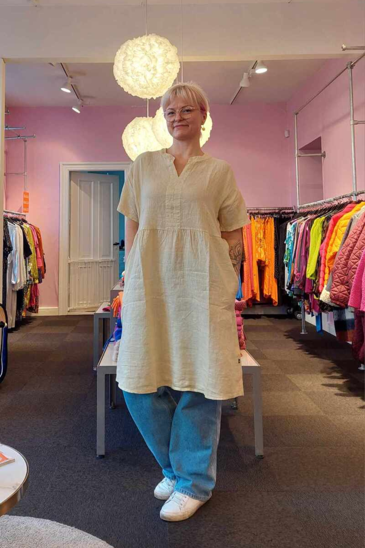 Vanja Hør Kjole Creme