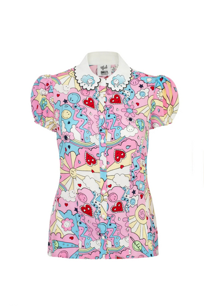 Loulou Blouse produktbillede forfra – skjorten ses tydeligt med alle detaljer.