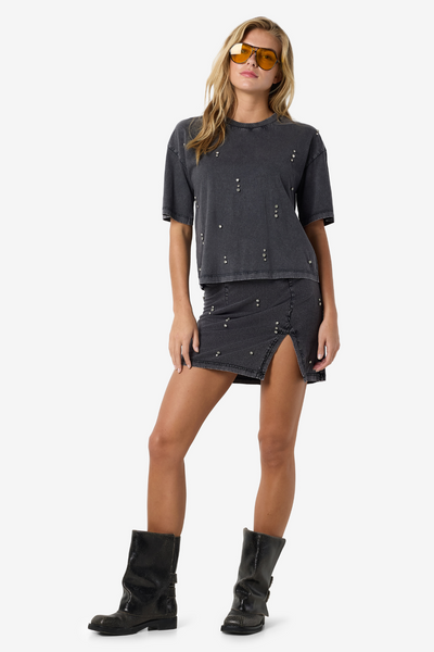 RIRI Mini Nederdel M/Sten Grå