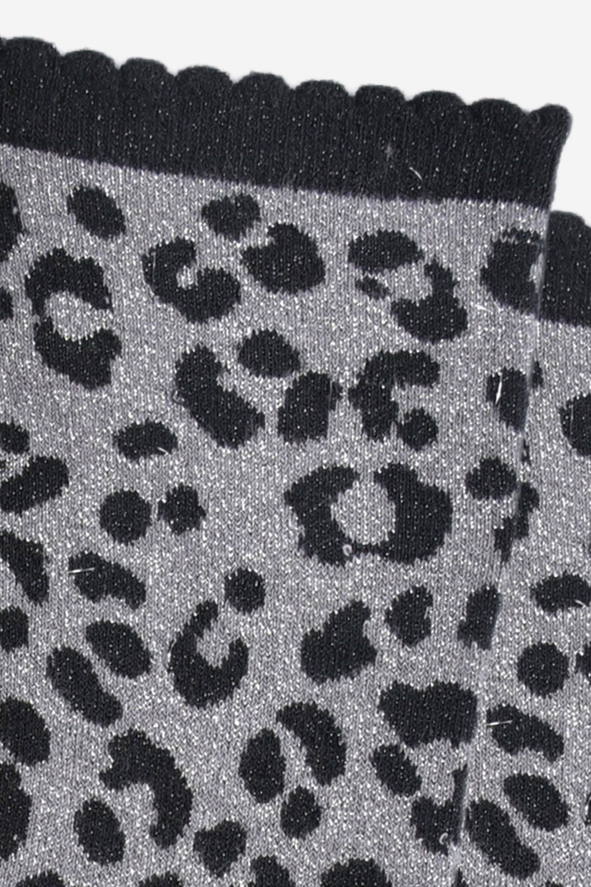Bomulds Glimmerstrømper Leopard Sort/Grå