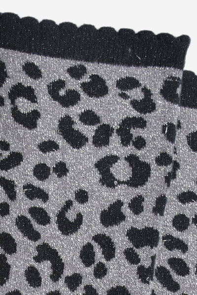 Bomulds Glimmerstrømper Leopard Sort/Grå