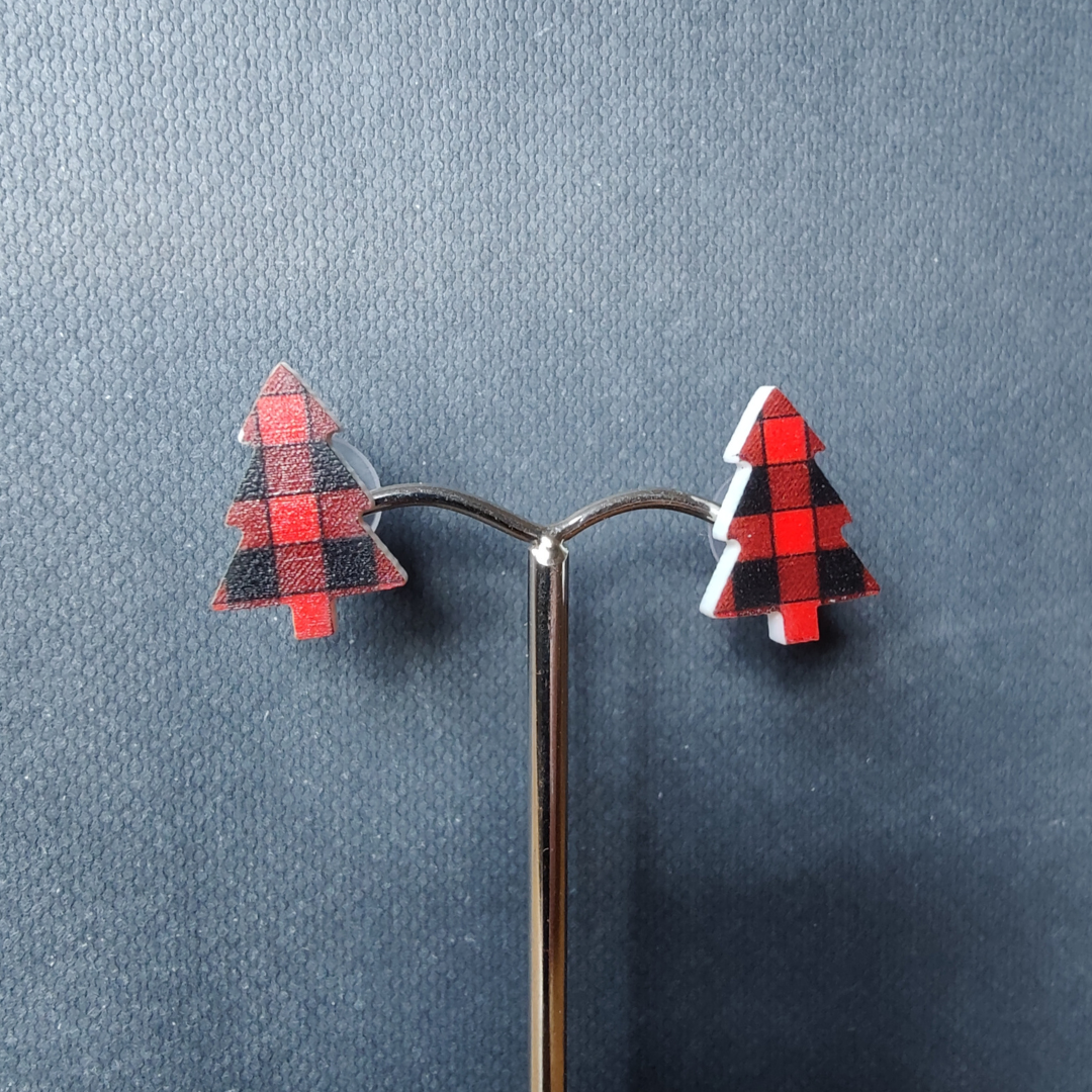 Ørering "Lille juletræ" Rød/Sort