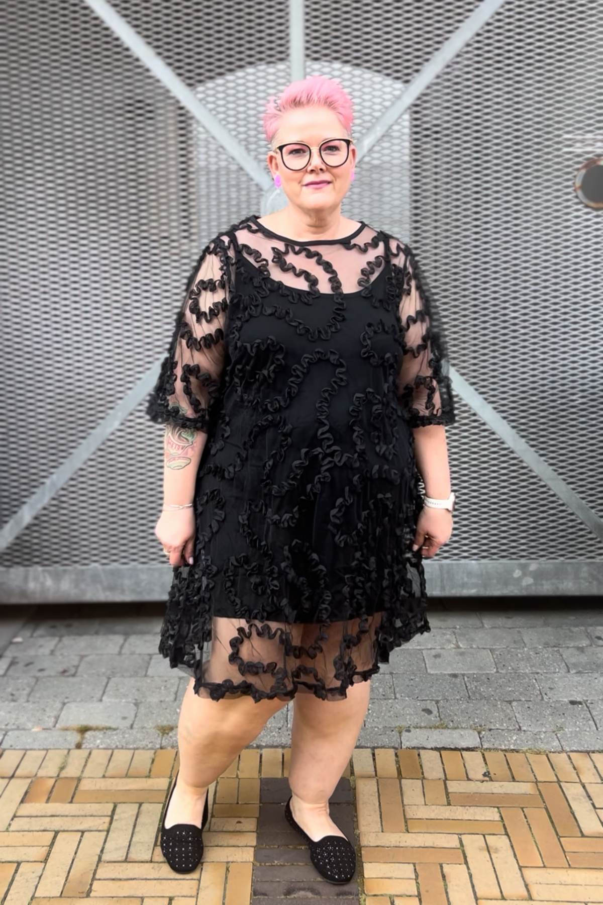 Ursula Mesh Kjole Sort