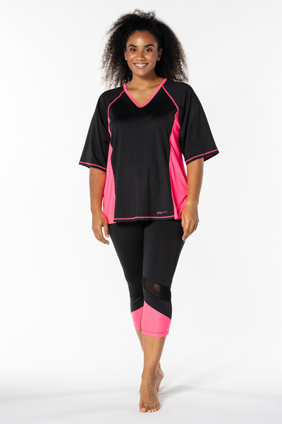 Fitness Capri Leggings Sort/Pink