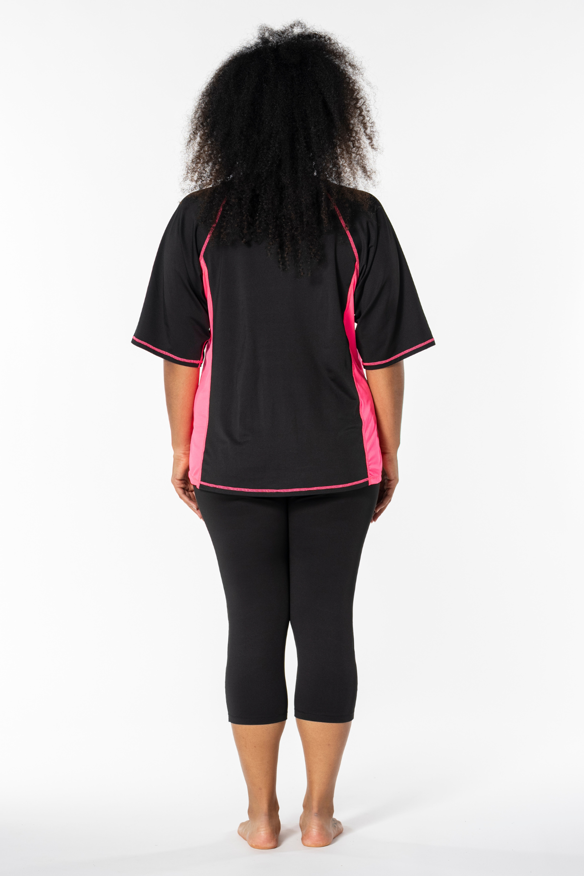 Fitness Capri Leggings Sort/Pink