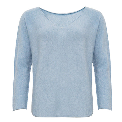 Lyseblå pullover med v-hals