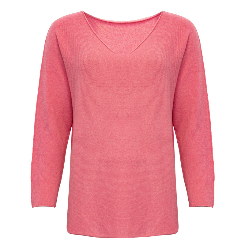 Pink pullover med v-hals