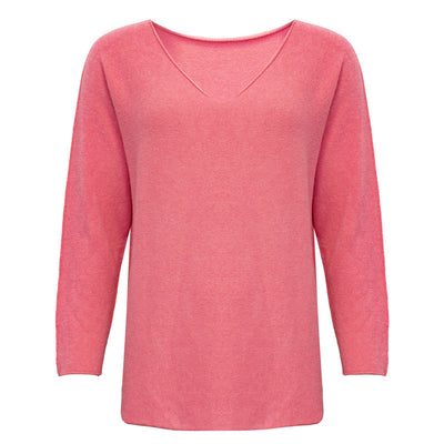 Pink pullover med v-hals
