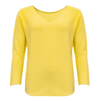 Gul pullover med v-hals