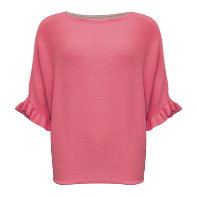 Pink pullover med flæser