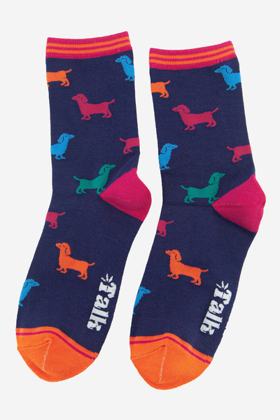 Bambusstrømper Sausage Dog Multifarvet