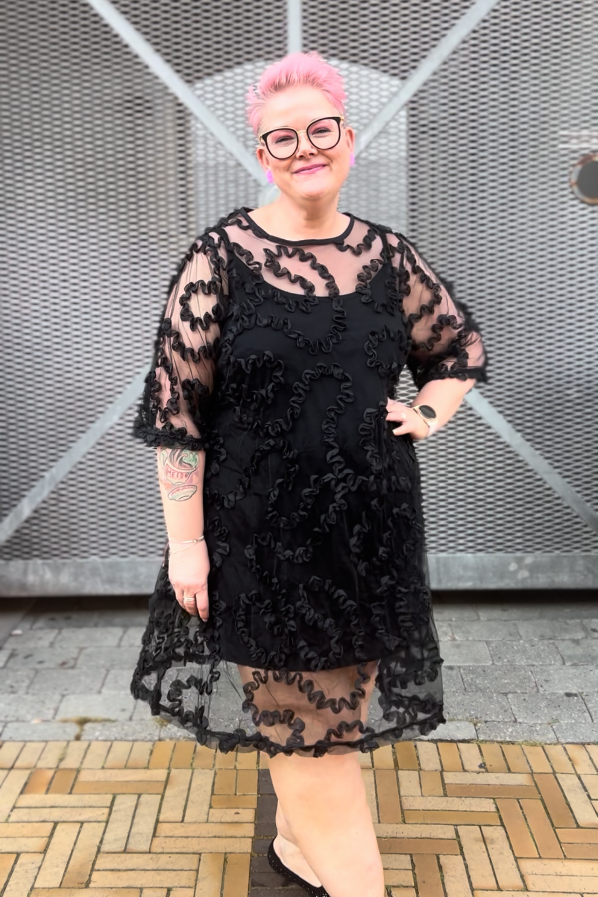 Ursula Mesh Kjole Sort
