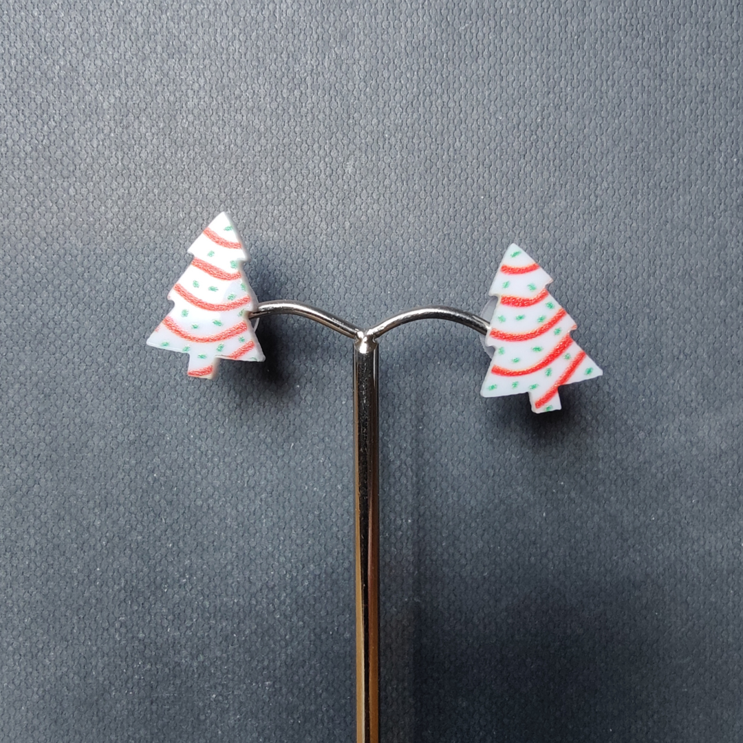 Ørering "Lille juletræ" Hvid/rød