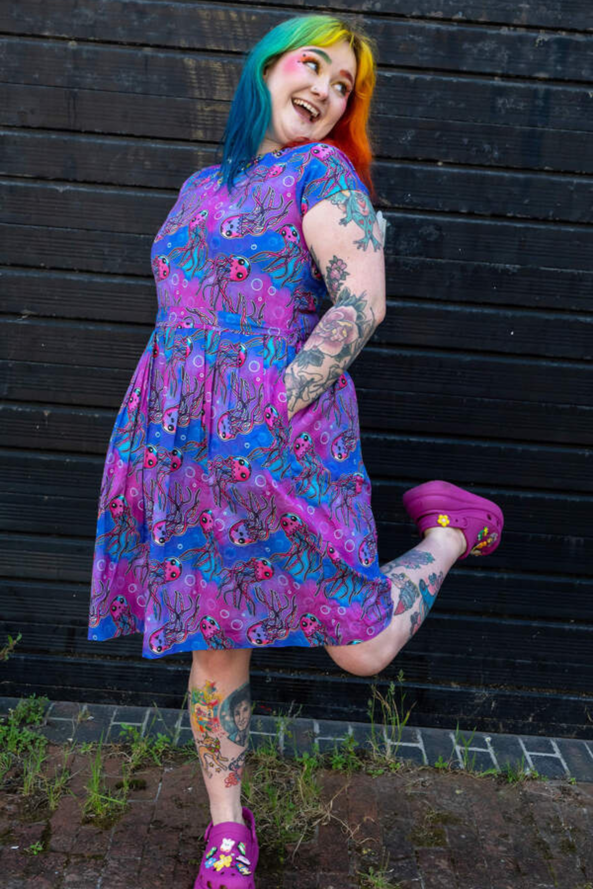 Jellyfish Tea Dress Pink/Lilla