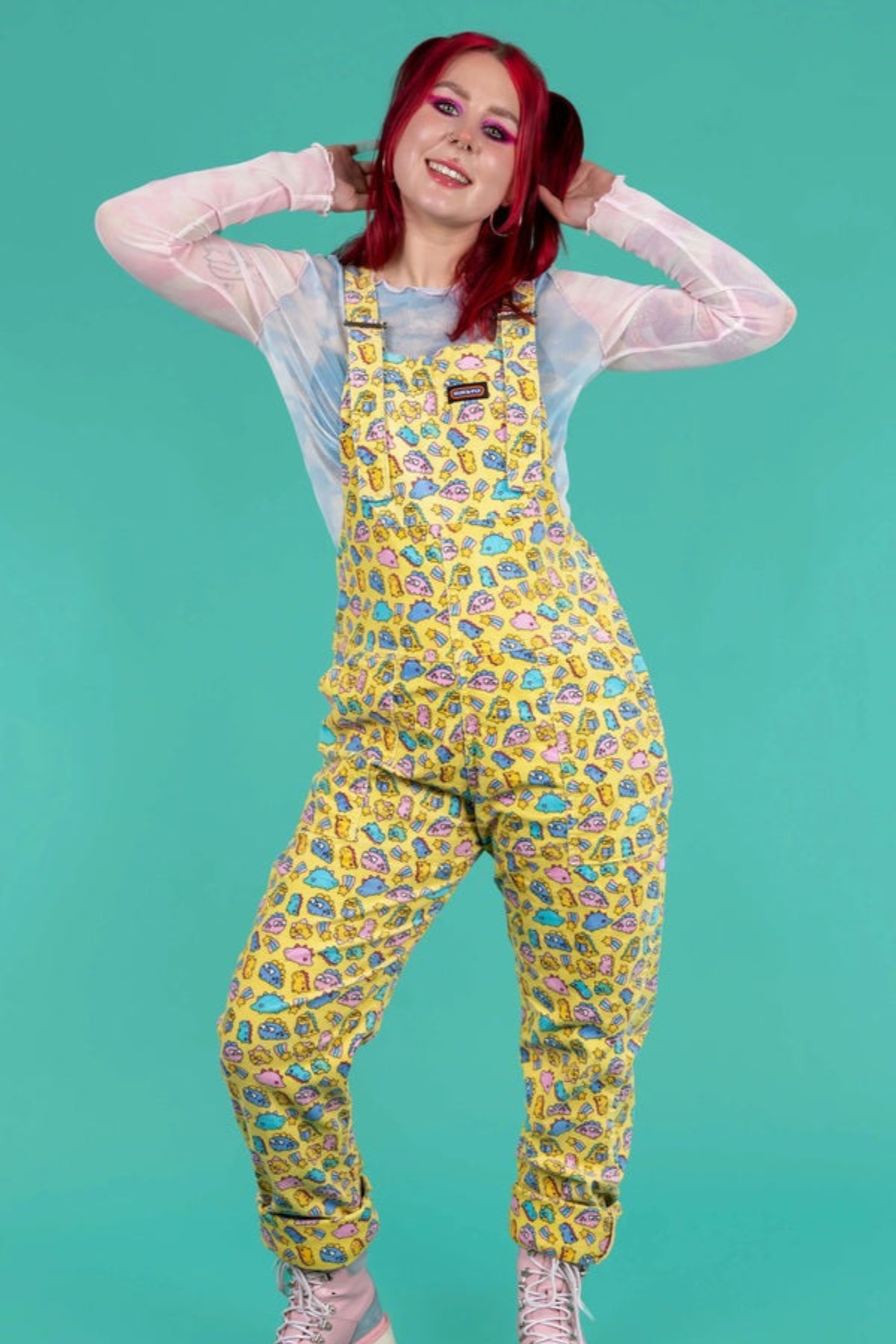 Dungarees Chonky Dino Fløjl Gul