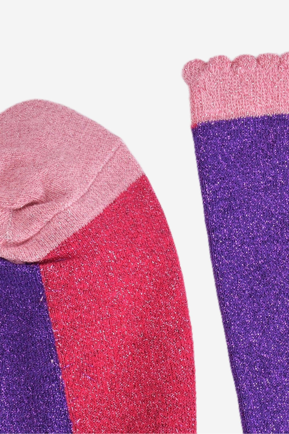 Bomulds Glimmerstrømper  Colorblock Pink/Lilla/Lyserød