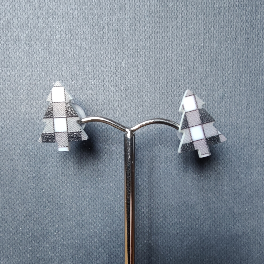 Ørering "Lille juletræ" Grå/Sort