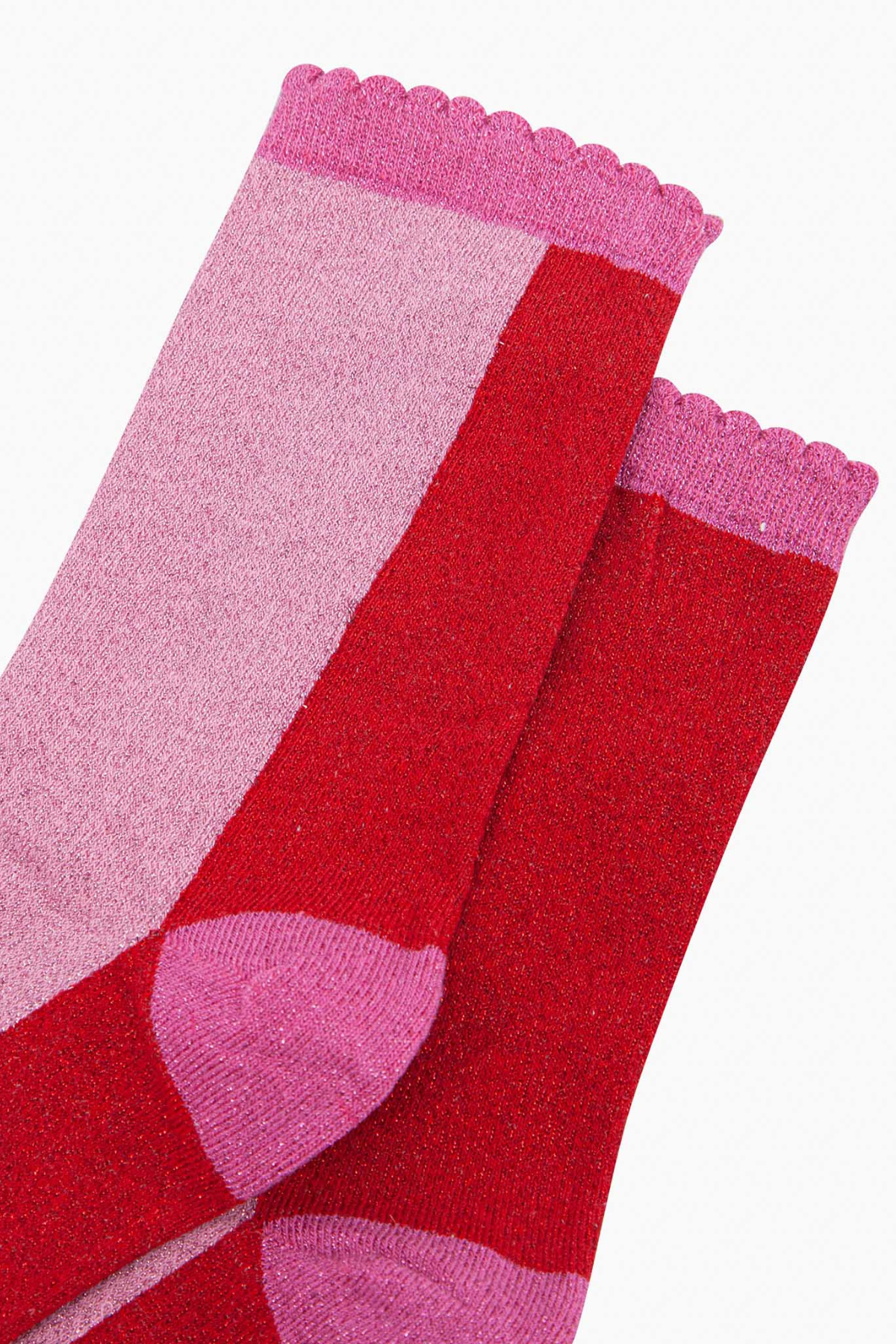 Bomulds Glimmerstrømper Colorblock Rød/Lyserød/Pink