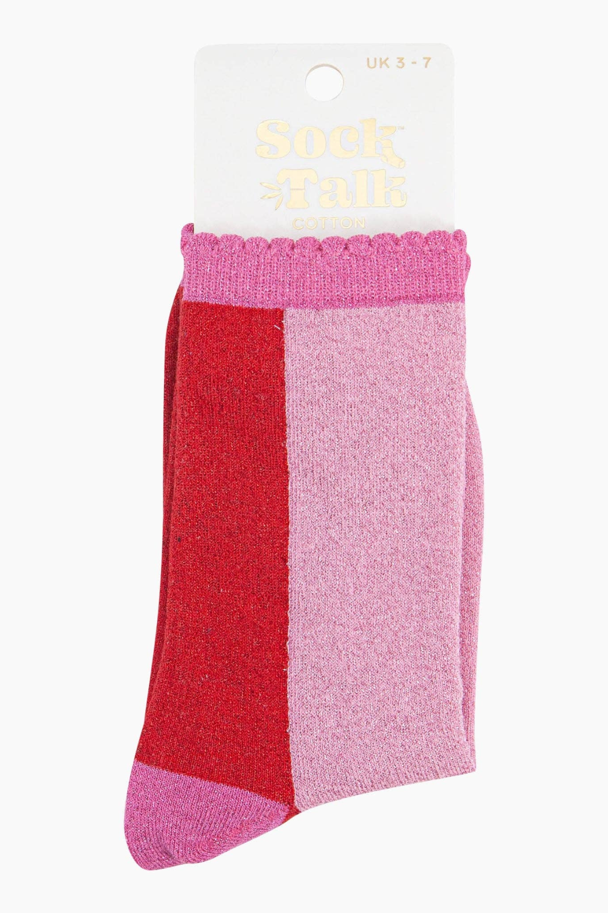 Bomulds Glimmerstrømper Colorblock Rød/Lyserød/Pink