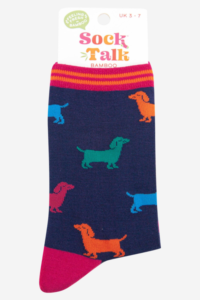 Bambusstrømper Sausage Dog Multifarvet