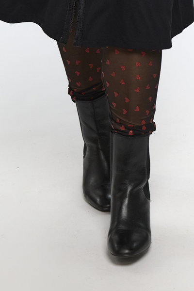 9) Irene Mesh Leggings Sort m/ Røde Hjerter