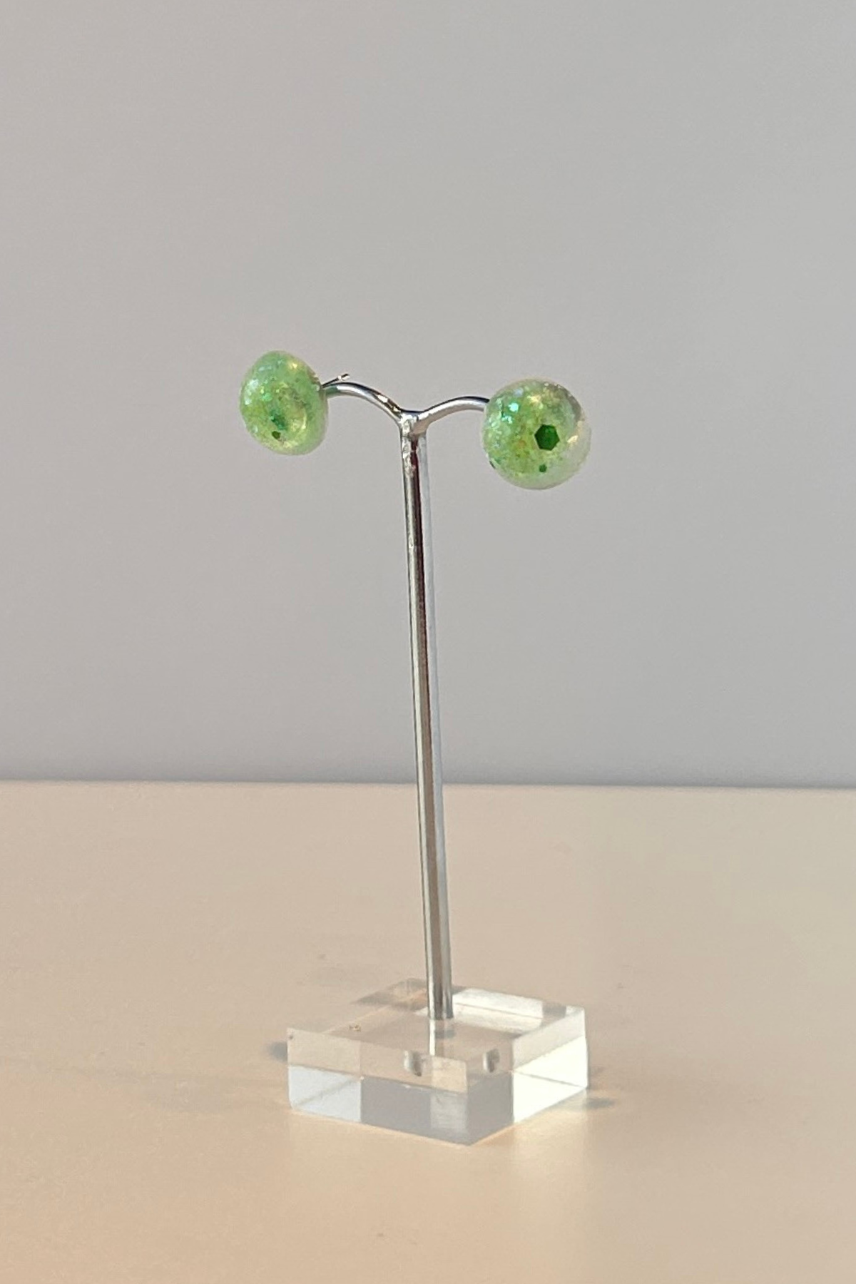 Ørering Rund Klar/Grøn Glimmer